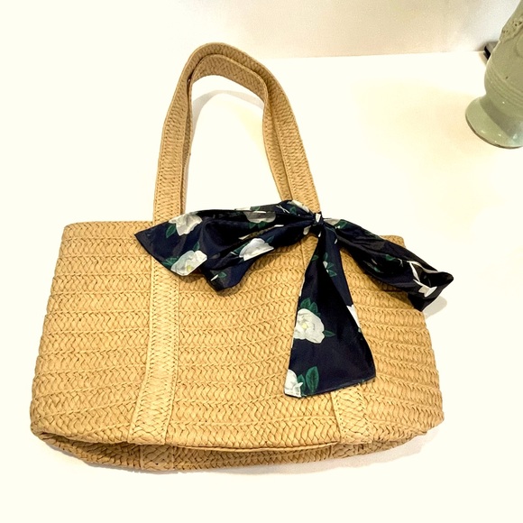 Draper James Straw Tote with Floral Scarf
